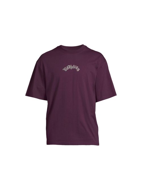 Mens Panther And Drag Diamante Relaxed T-Shirt in Purple