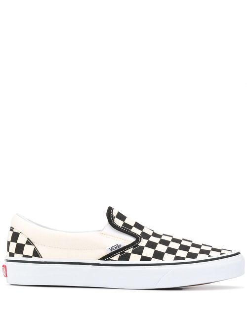 Check print slip-on sneakers - White