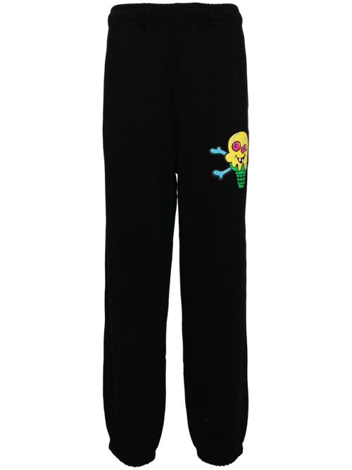 Graphic-print track pants - Black