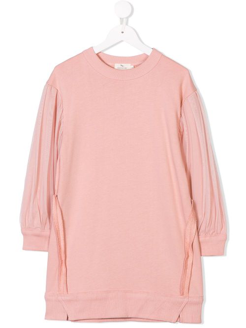 Tulle sleeve sweater dress - Pink