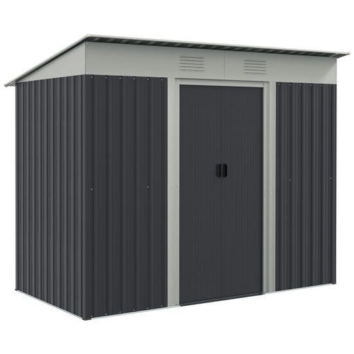 7' x 3.6' Metal Outdoor Garden Storage Shed w/ Vents, - Gray