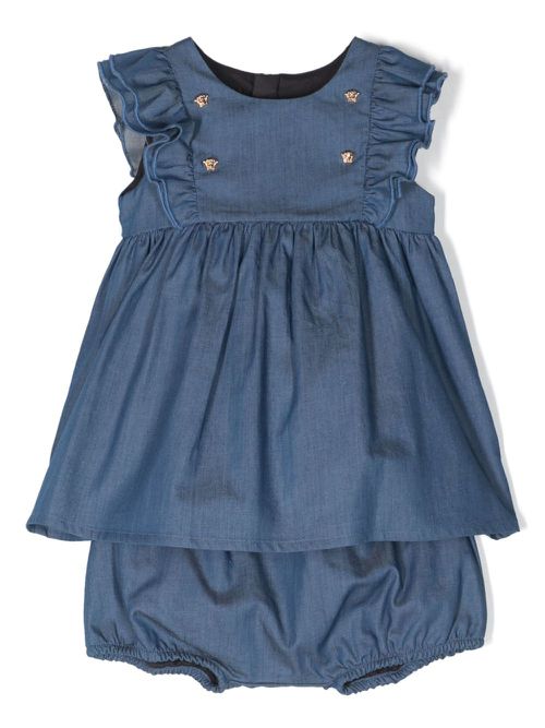 Medusa Head-buttons denim dress - Blue