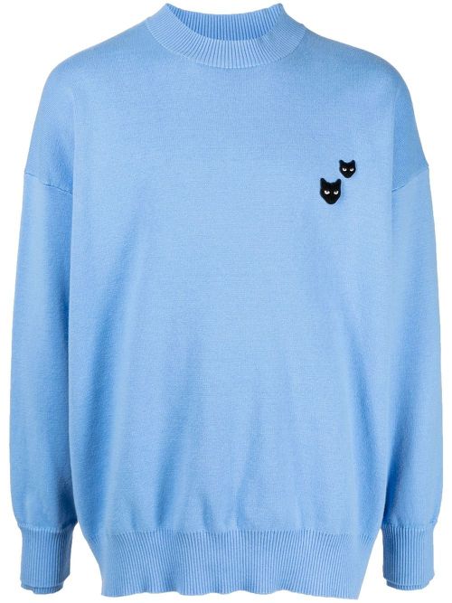 Twin panther crewneck jumper - Blue