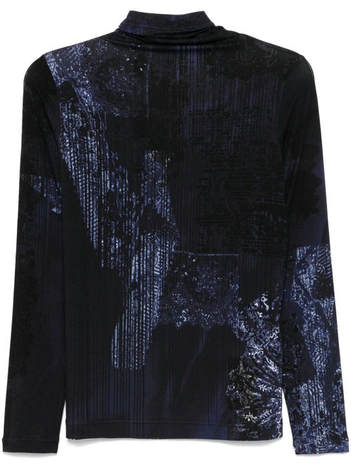 Abstract-print top - Blue