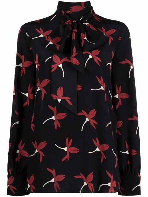 Valentino Garavani motif-print long-sleeve blouse - Black