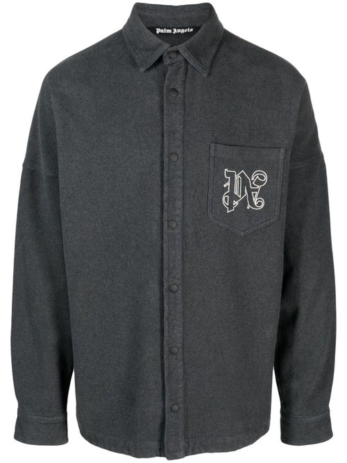 Logo-print shirt jacket - Grey