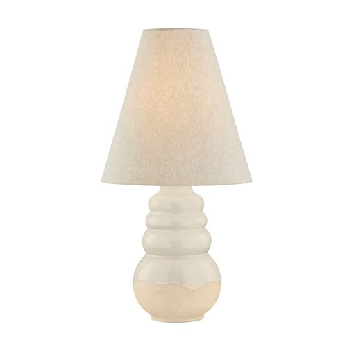 Aged Brass Ceramic Elemental White Table Lamp from the Tybee Collection