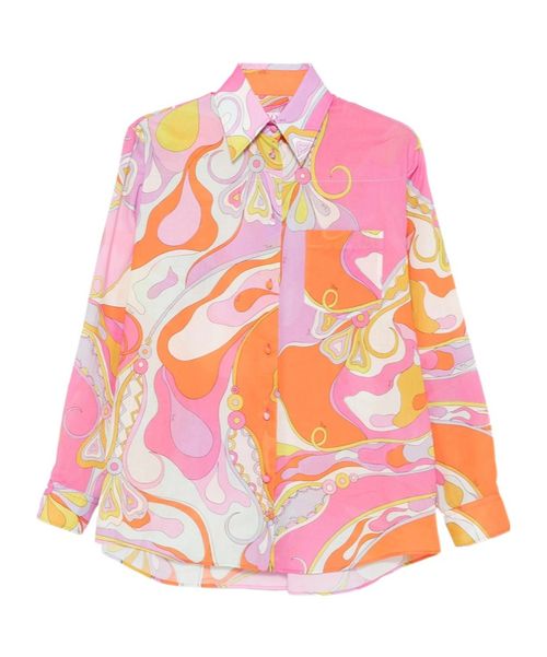 Iride-print silk shirt