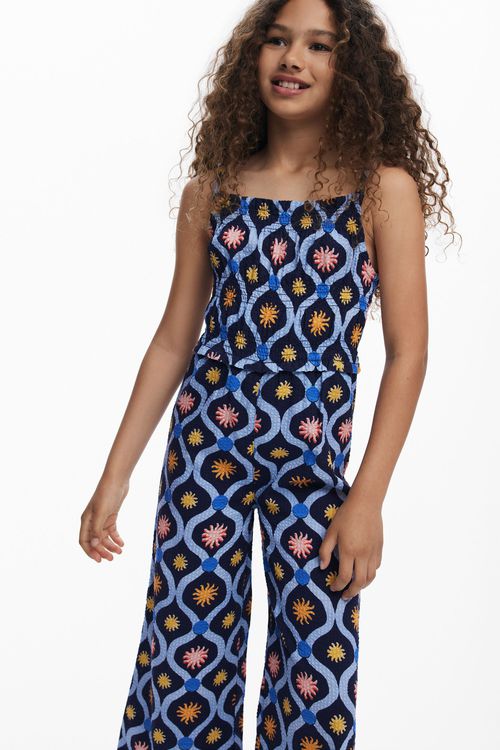 Ruched floral jumpsuit