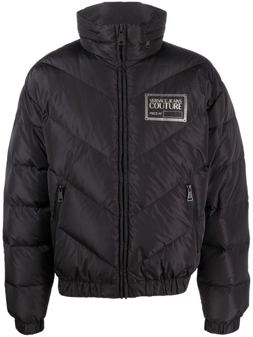 Chest logo-print padded jacket - Black