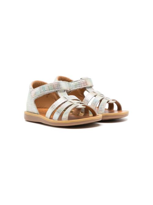 Metallic touch-strap sandals - Silver
