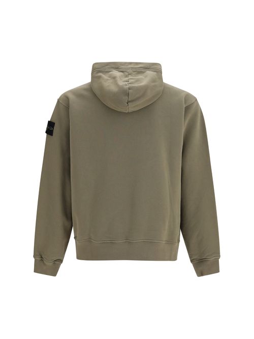 Button-Fastening Hood Hoodie — Green