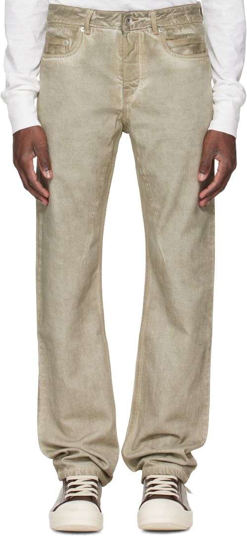 Beige Temple Fog Cut Jeans