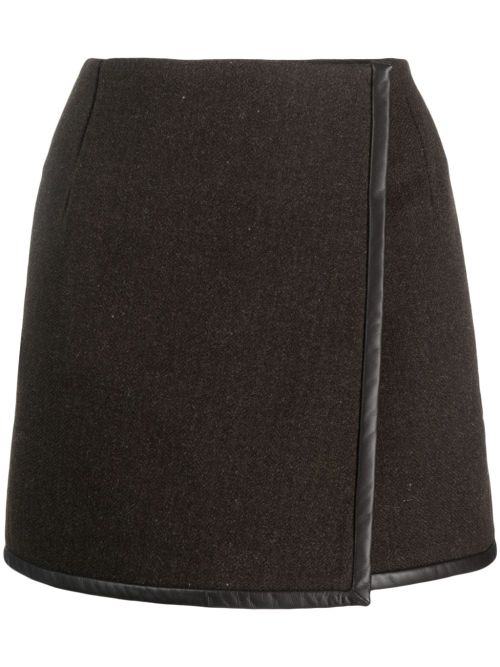 High-Waisted Virgin-Wool Skirt — Brown