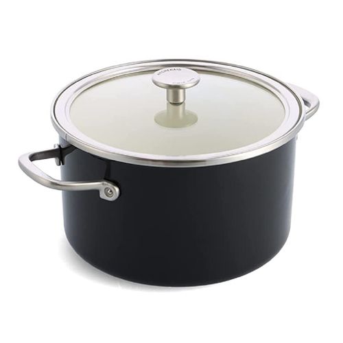 KitchenAid Steel Core Enamel Onyx Black 24 cm Casserole with Lid