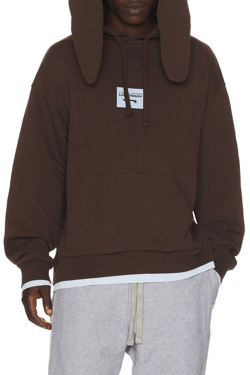 Charles Jeffrey LOVERBOY Rabbit Ears Hoodie in Brown,Baby Blue