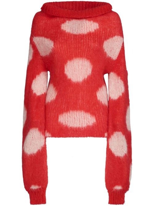 Intarsia-knit roll-neck jumper - Red