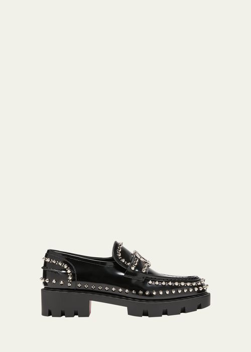 Leather Spike Red Sole Loafers