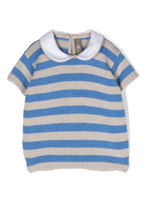 Club-collar striped jumper - Neutrals