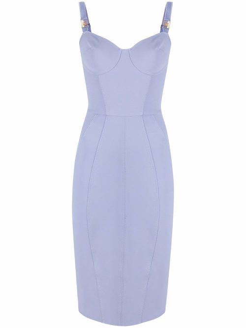 Logo-plaque strappy dress - Blue