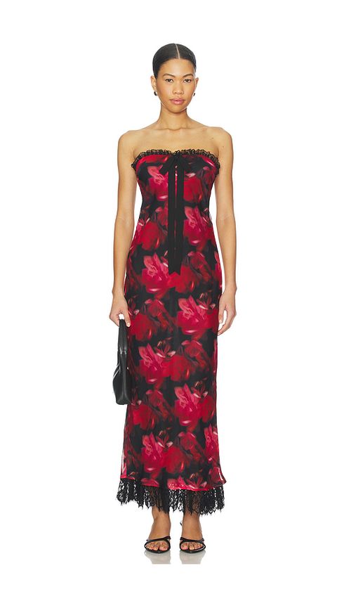 For Love & Lemons Dark Romance Maxi Dress in Red,Black. L. Also in M, S, XL