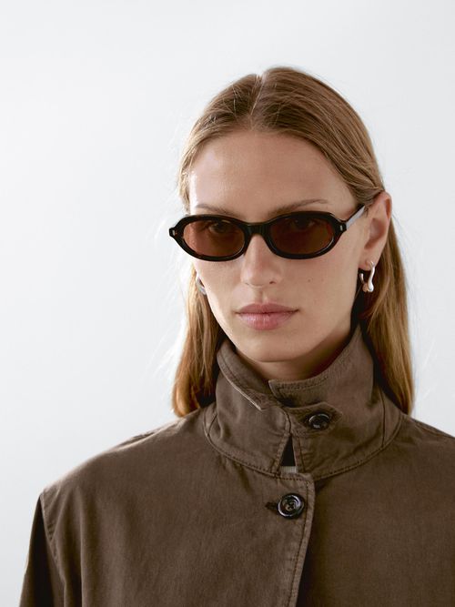 Cotton Blend Trench Coat - Brown