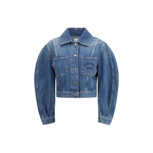Logo-Embroidered Denim Jacket — Blue