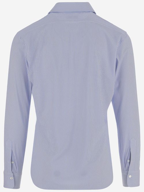 Stretch Jersey Striped Shirt — Light Blue