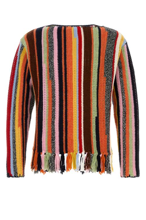 Multicolor Striped Crochet Sweater — Multicolor